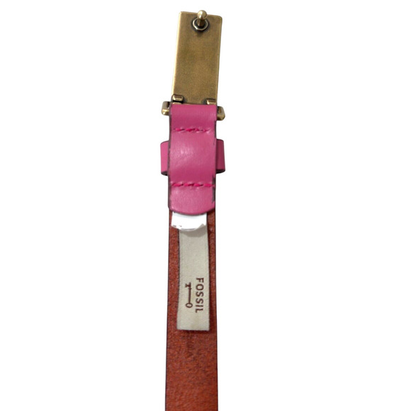 Fossil Solid Pink/Multicolored Geo Print Leather Belt Womens M/ L Y2K Lot of 2 - Picture 4 of 14